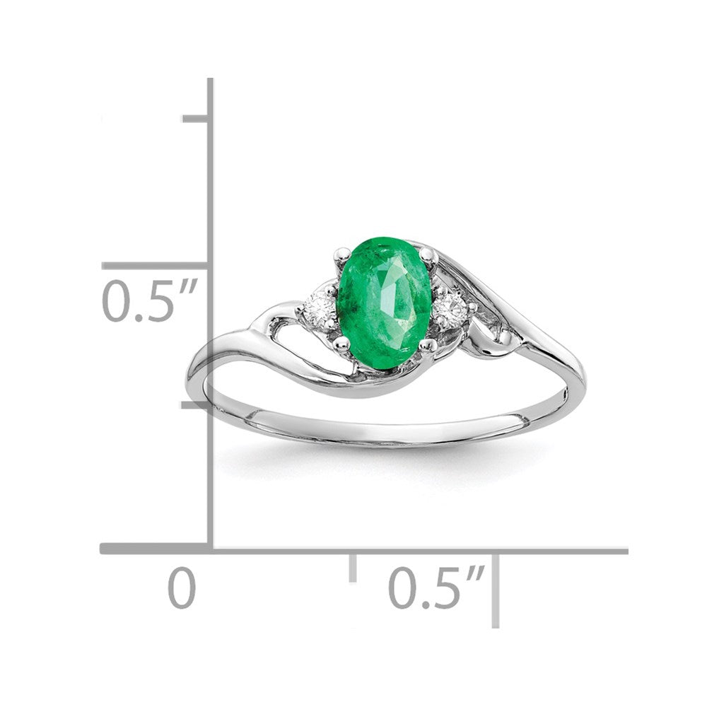 14K Weißgold 6x4mm Oval Smaragd A Echt Diamant Ring