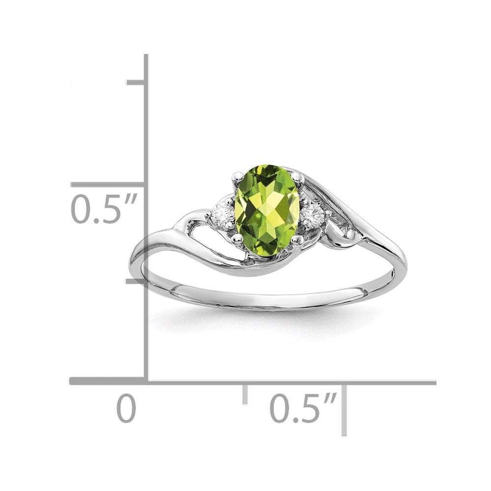 14K Weißgold 6x4mm Oval Peridot Karo A Diamant Ring