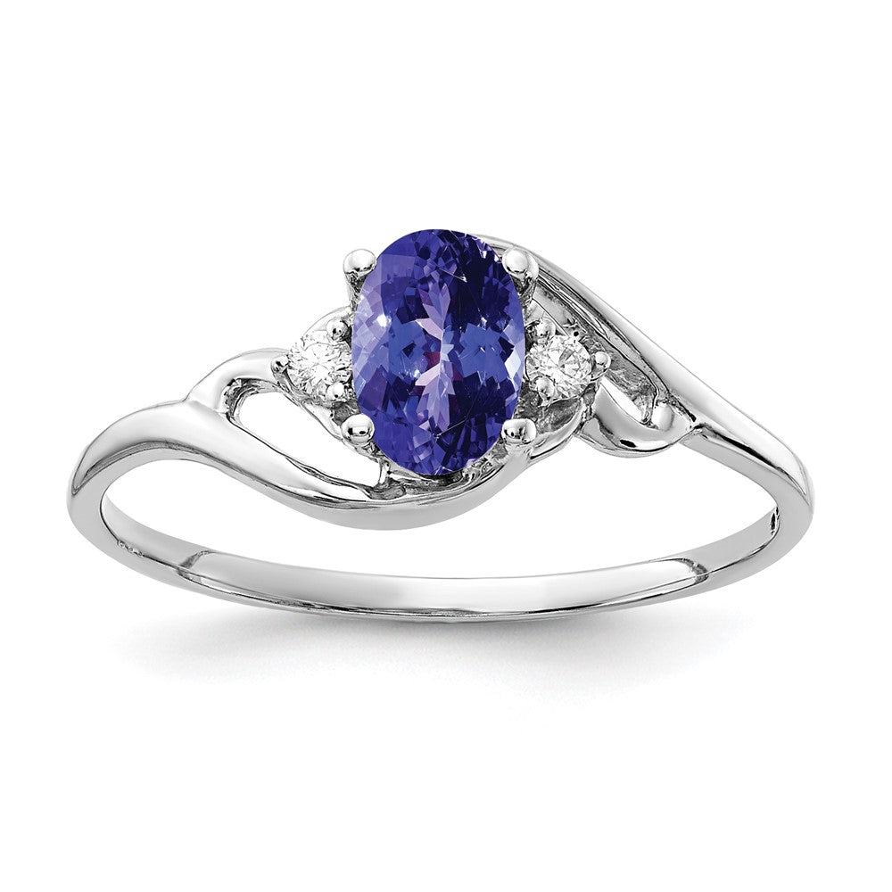 14K Weißgold 6x4mm Oval Tansanit Vs Diamant Ring