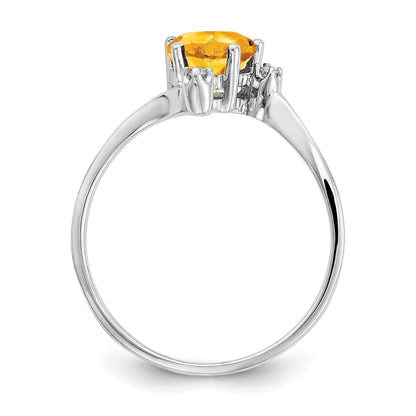 14K Weißgold Citrin Echt Diamant Ring