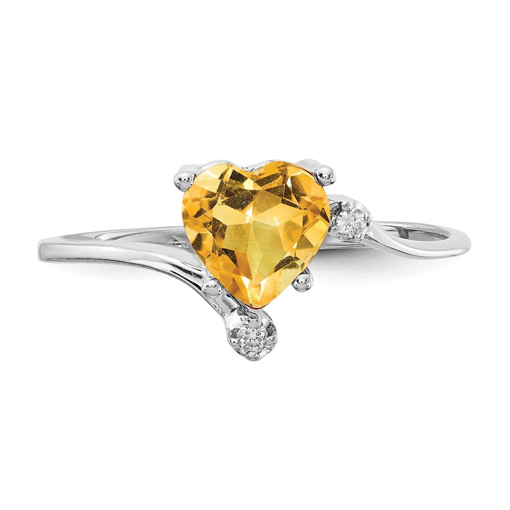 14K Weißgold Citrin Echt Diamant Ring
