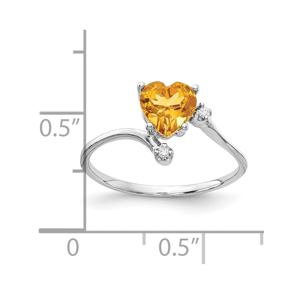 14K Weißgold Citrin Echt Diamant Ring