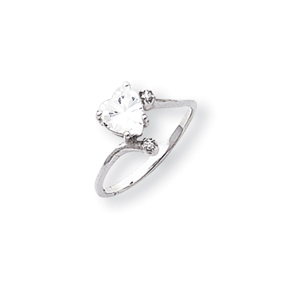 14K Weißgold 6mm Herz Zirkonia A Diamant Ring