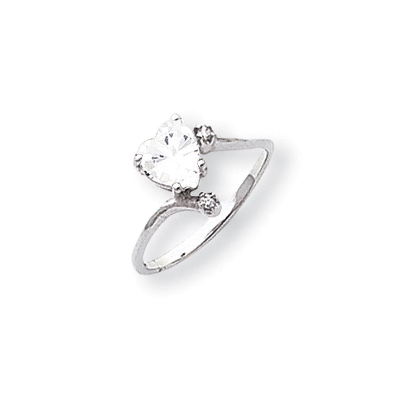 14K Weißgold 6mm Herz Zirkonia Aaa Diamant Ring