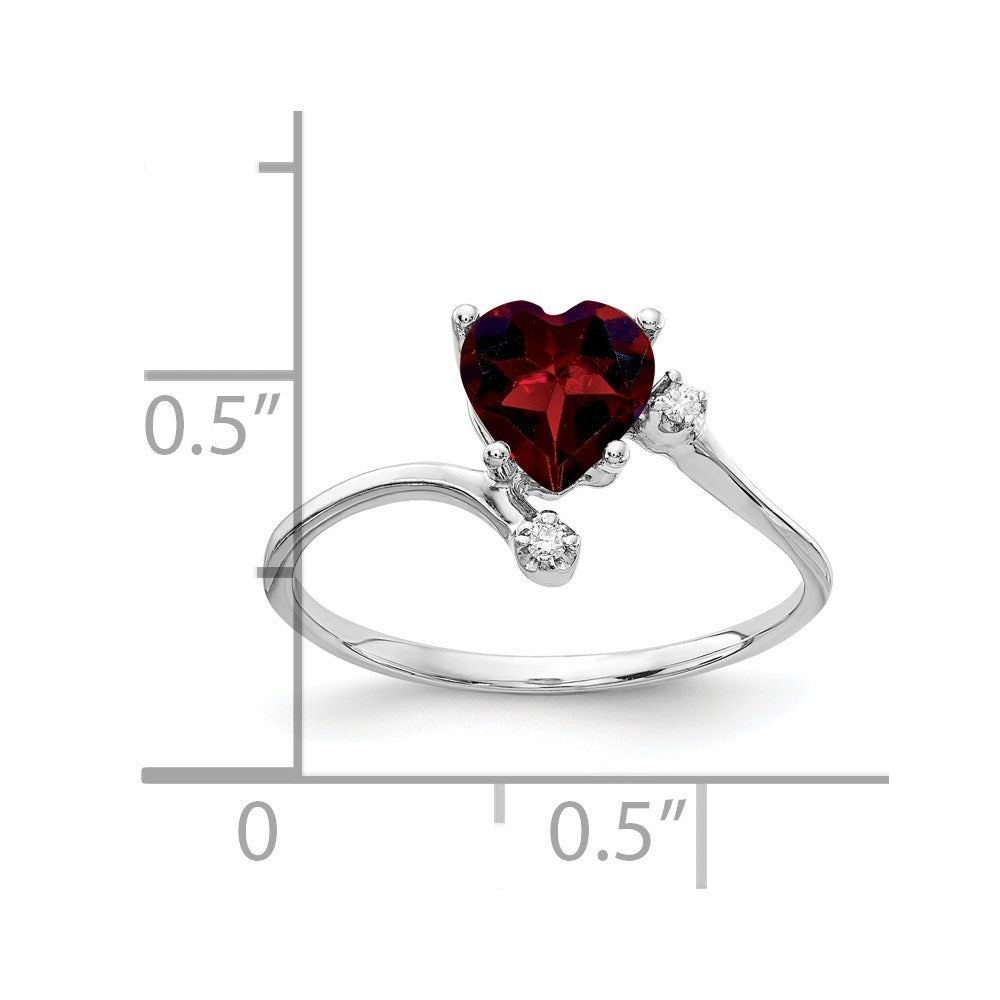 14K Weißgold 6mm Herz Granat Aaa Diamant Ring