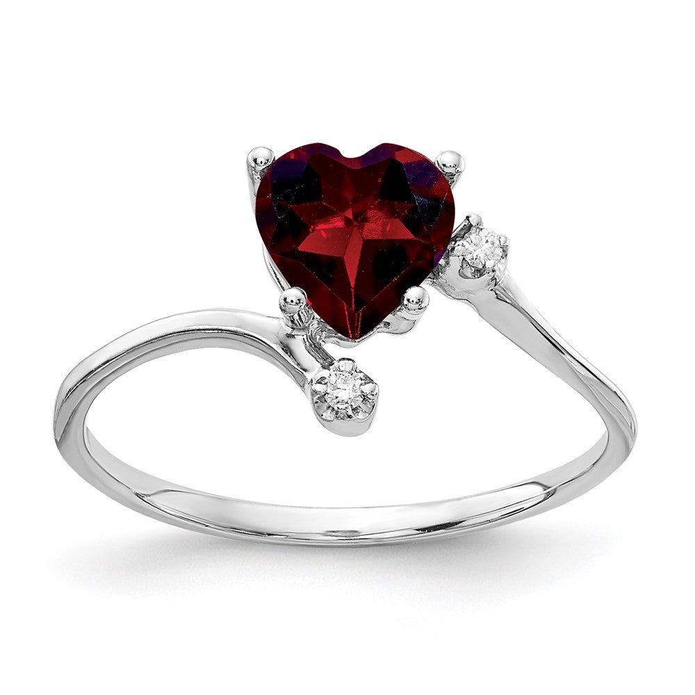 14K Weißgold 6mm Herz Granat Aaa Diamant Ring