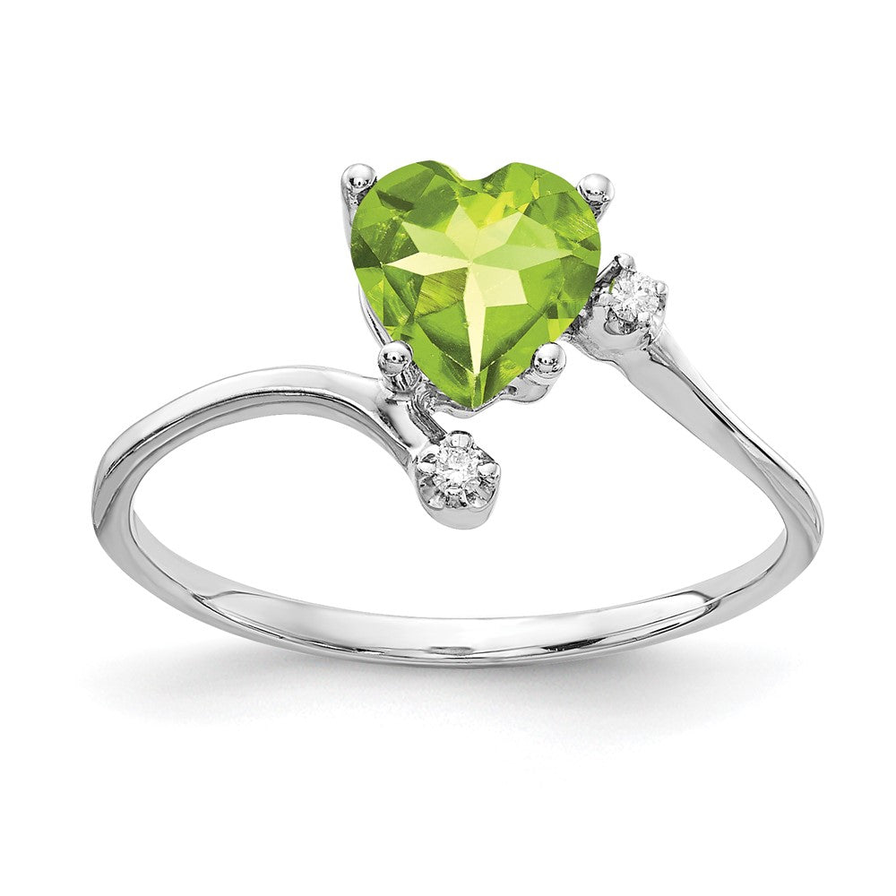 14K Weißgold 6mm Herz Peridot Aa Diamant Ring