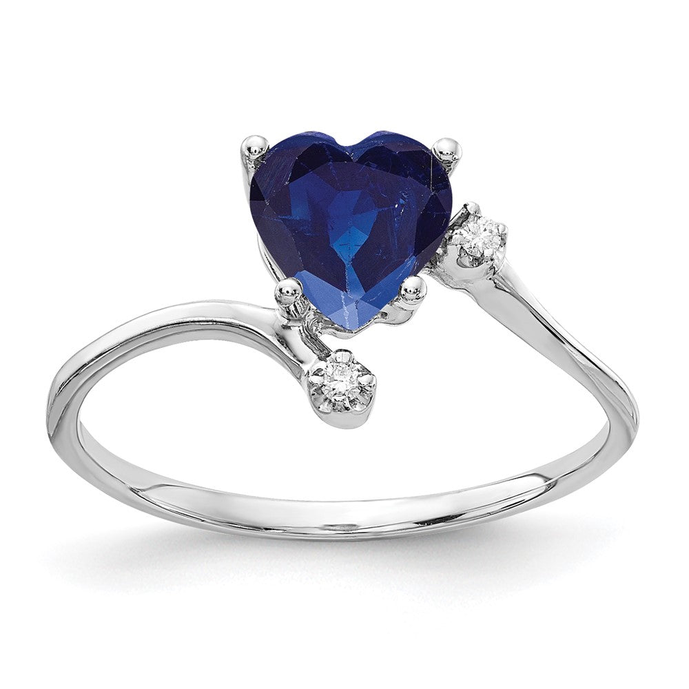 14K Weißgold 6mm Herz Saphir A Echt Diamant Ring