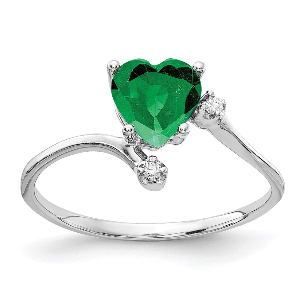 14K Weißgold 6mm Herz Tsavorite Aaa Diamant Ring