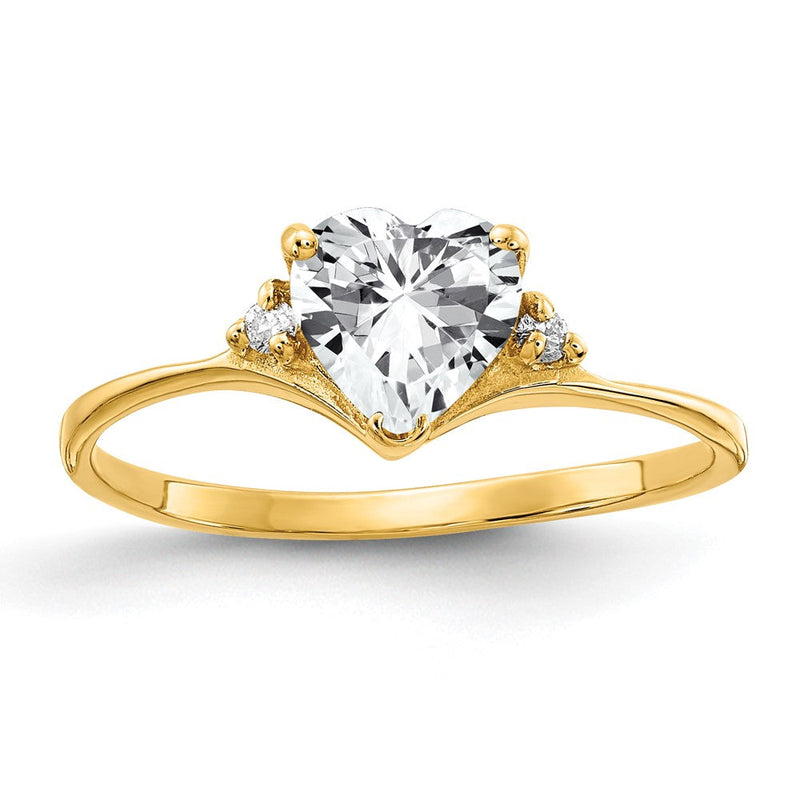 14K Gelbgold 6mm Herz Zirkonia A Diamant Ring