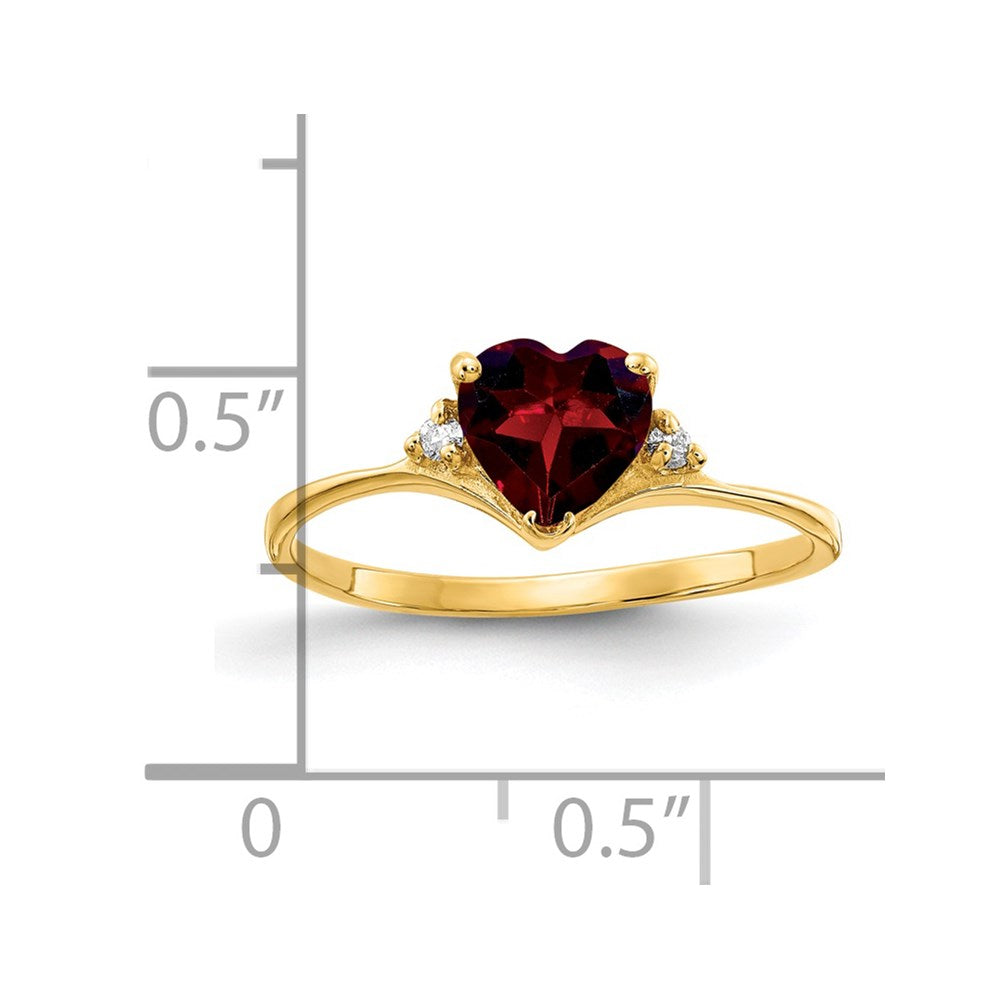 14K Gelbgold 6mm Herz Granat A Diamant Ring