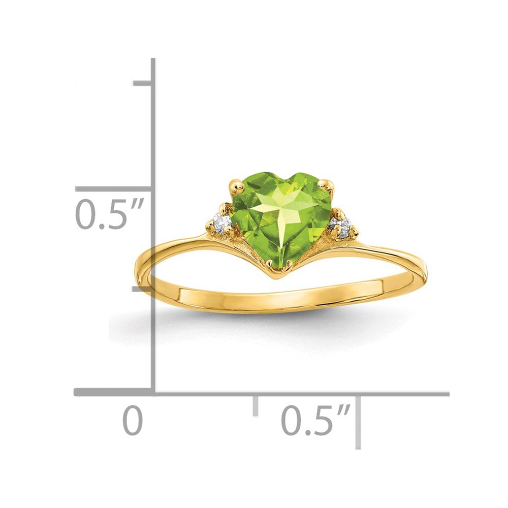 14K Gelbgold 6mm Herz Peridot Aa Diamant Ring