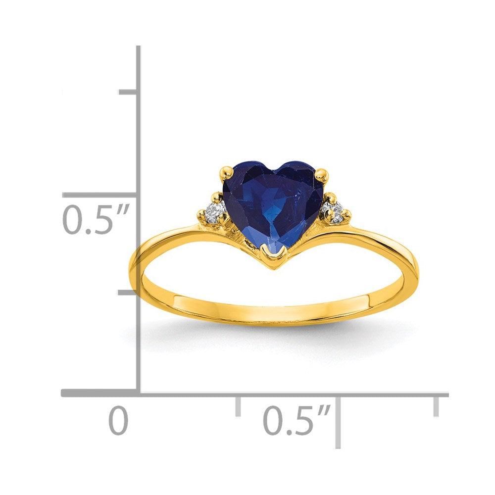 14K Gelbgold 6mm Herz Saphir A Echt Diamant Ring