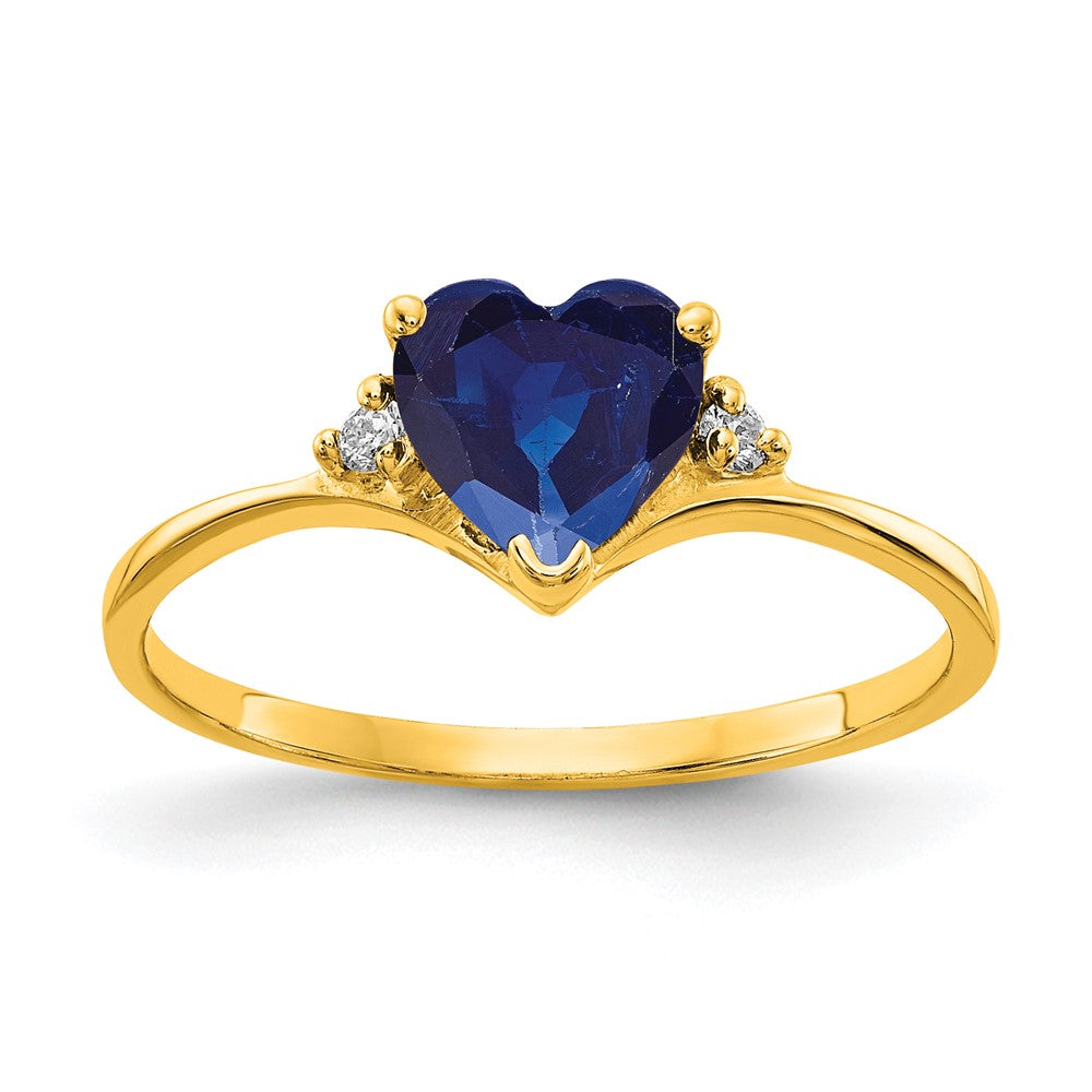 14K Gelbgold 6mm Herz Saphir A Echt Diamant Ring