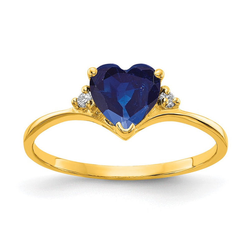 14K Gelbgold 6mm Herz Saphir A Echt Diamant Ring