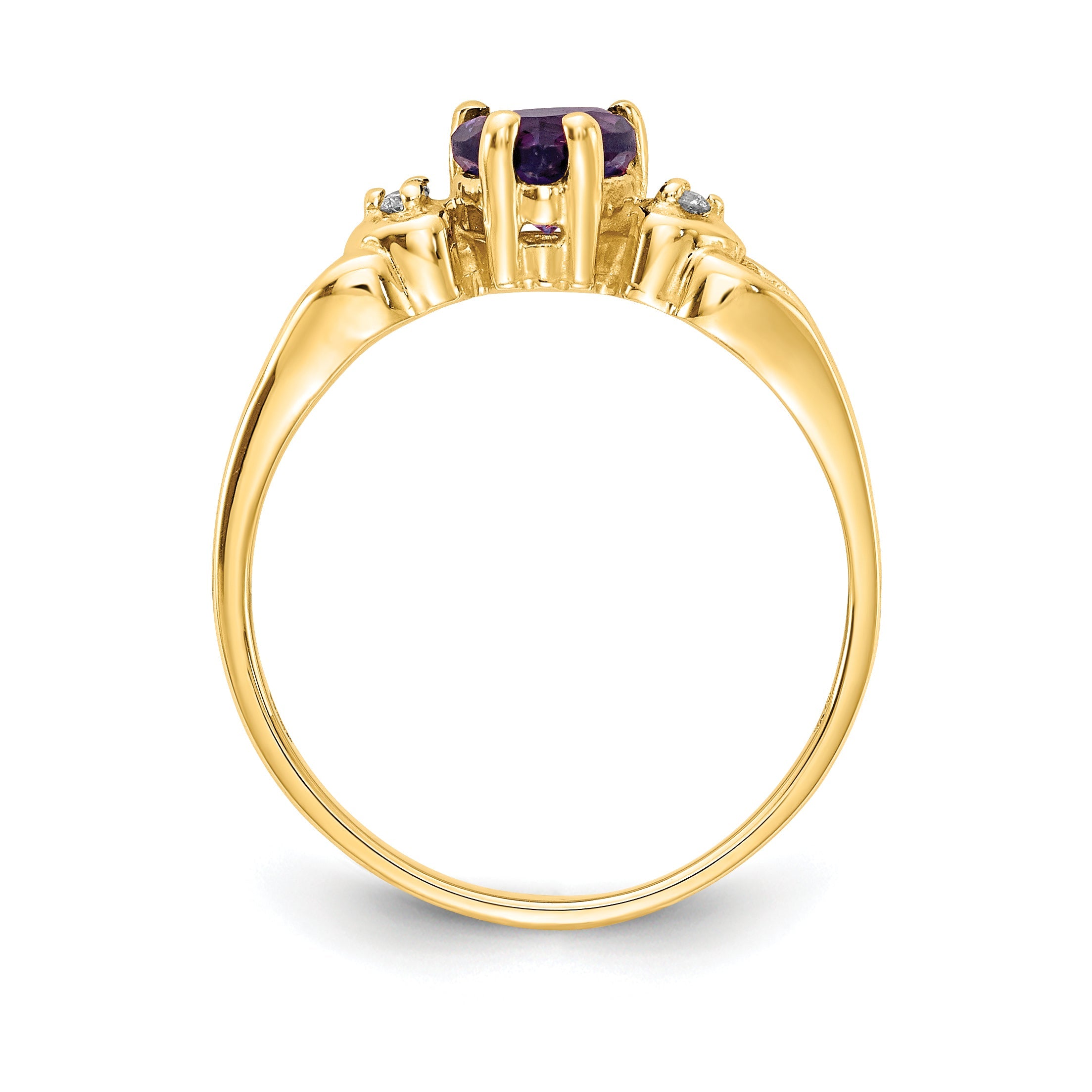 14K Gelbgold 5mm Herz Amethyst A Echt Diamant Ring
