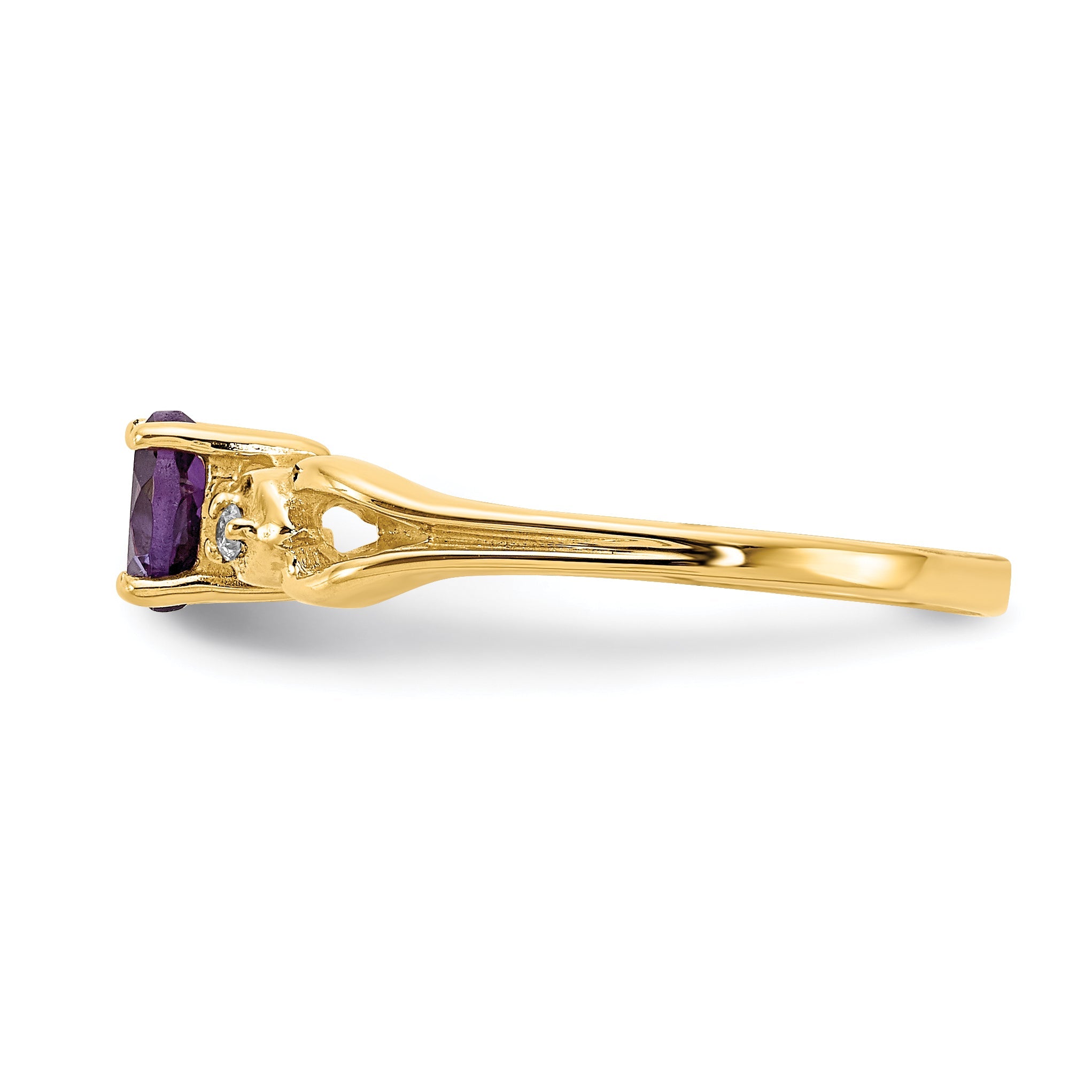 14K Gelbgold 5mm Herz Amethyst A Echt Diamant Ring
