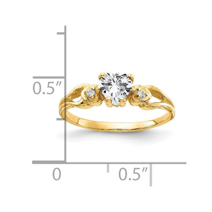 14K Gelbgold 5mm Herz Zirkonia Aaa Diamant Ring