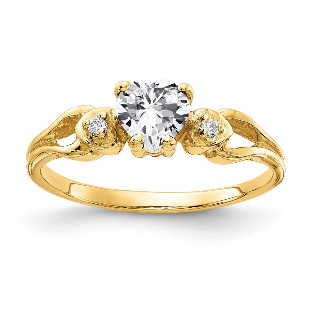 Massiv 14K Gelbgold 5mm Herz Zirkonia Vs Synthetisch Zirkonia Ring