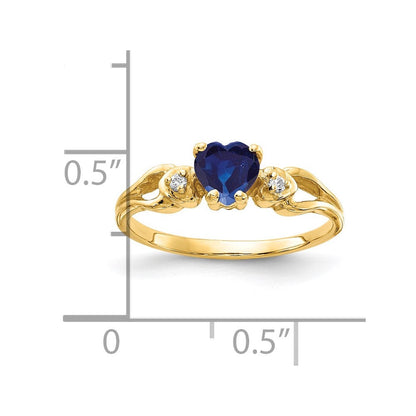 14K Gelbgold 5mm Herz Saphir A Echt Diamant Ring