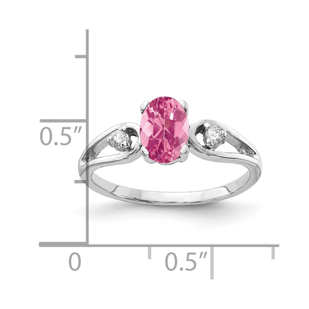 14K Weißgold 7x5mm Oval Rosa Turmalin Aaa Diamant Ring (size 6 Nur)