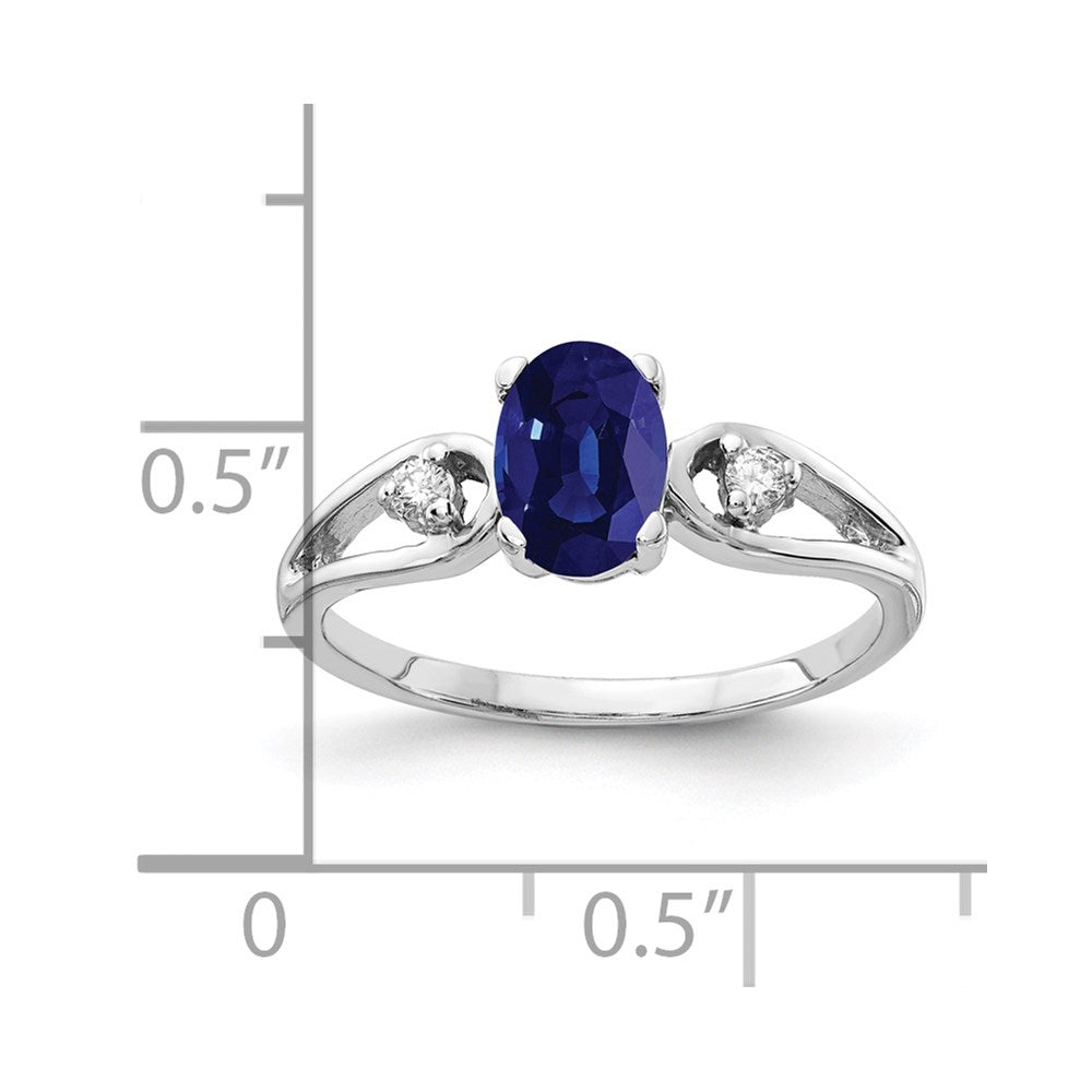 14K Weißgold 7x5mm Oval Saphir A Echt Diamant Ring
