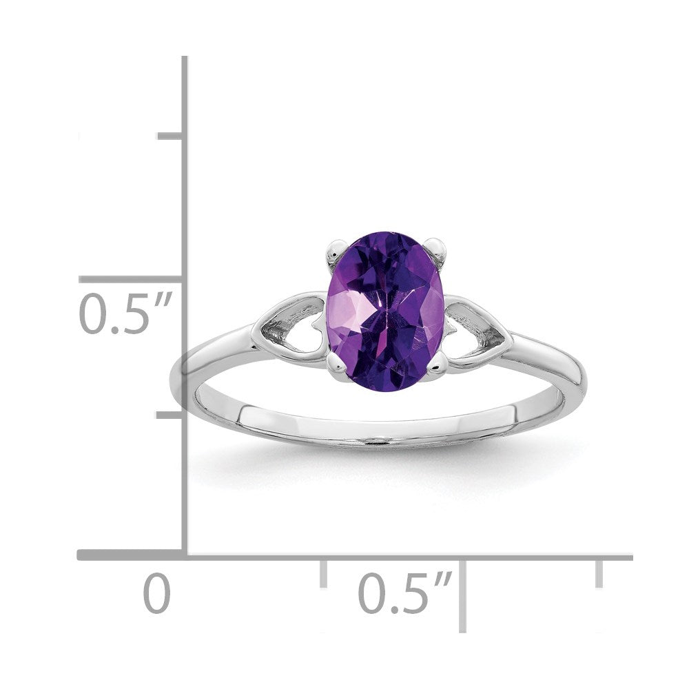 14K Weißgold Ring mit ovalem Amethyst, 7x5mm