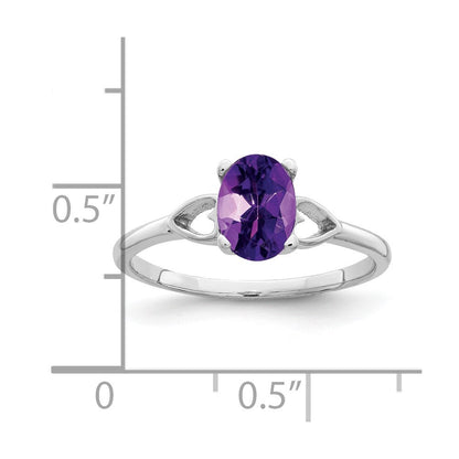 14K Weißgold 7x5mm Oval Amethyst Schachbrettschliff Ring