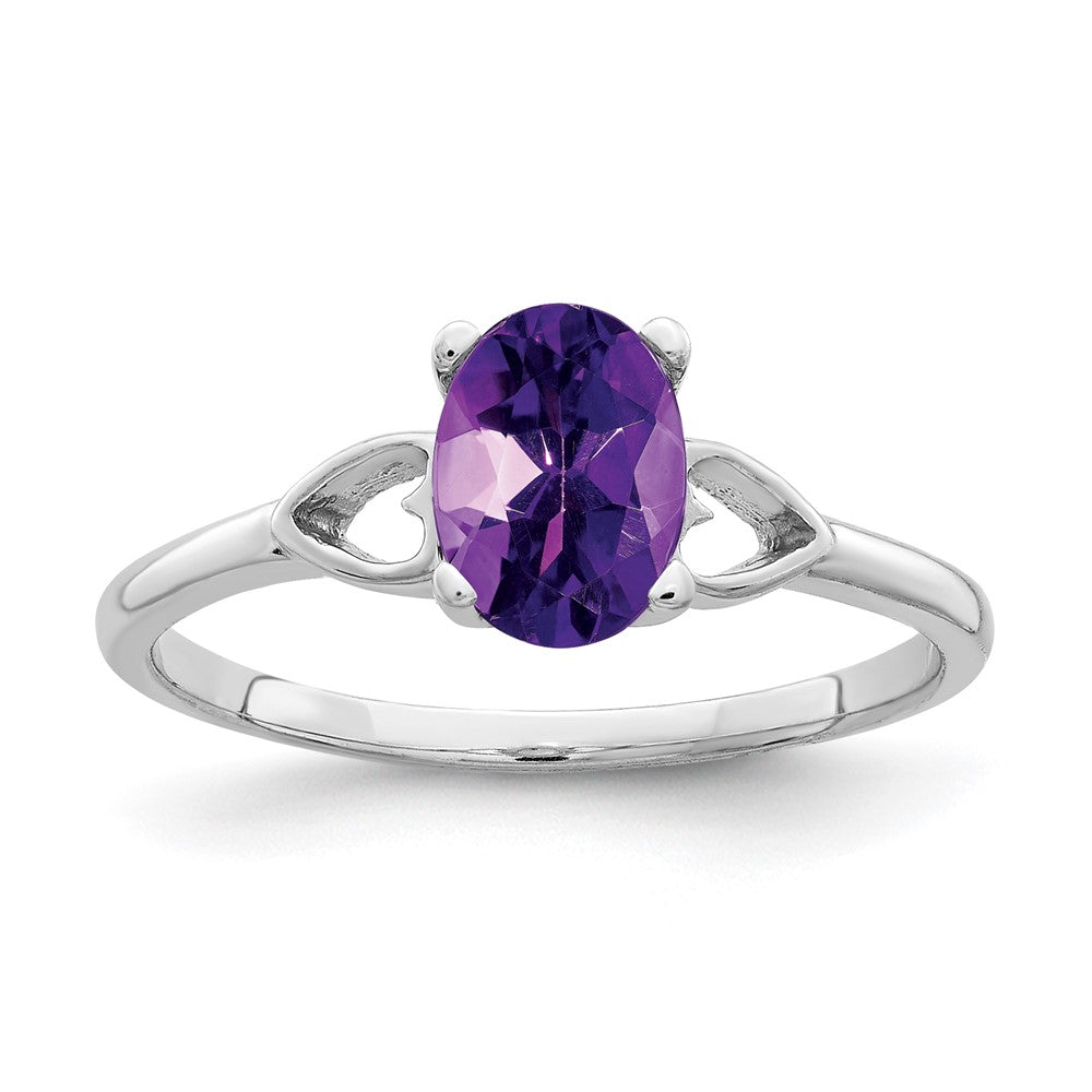 14K Weißgold 7x5mm Oval Amethyst Schachbrettschliff Ring