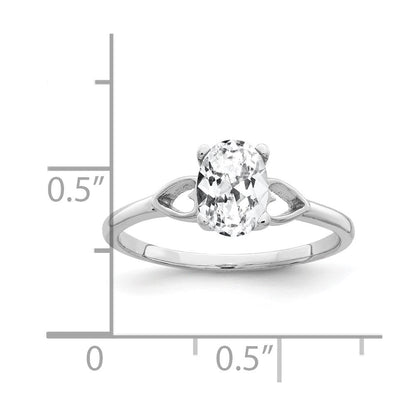 14K Weißgold Ring mit ovalem Zirkonia 7x5mm