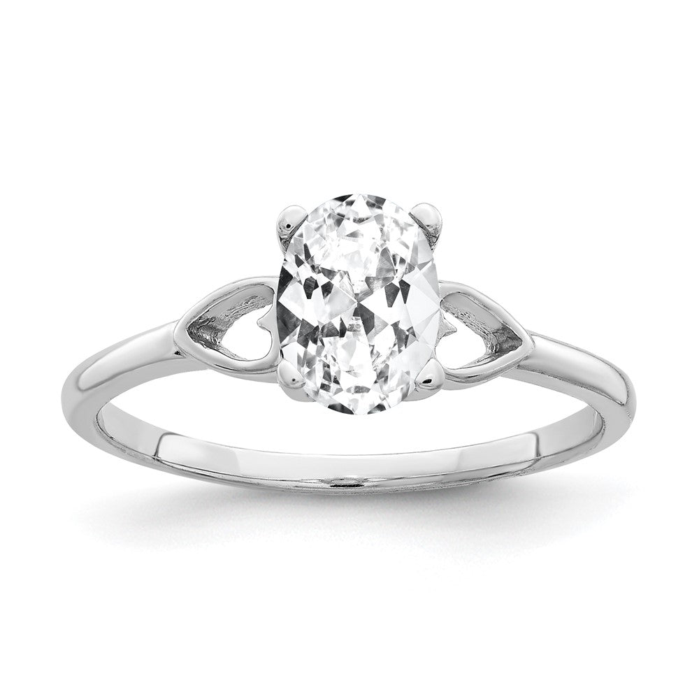 14K Weißgold Ring mit ovalem Zirkonia 7x5mm