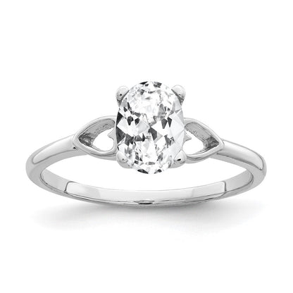 14K Weißgold Ring mit ovalem Zirkonia 7x5mm