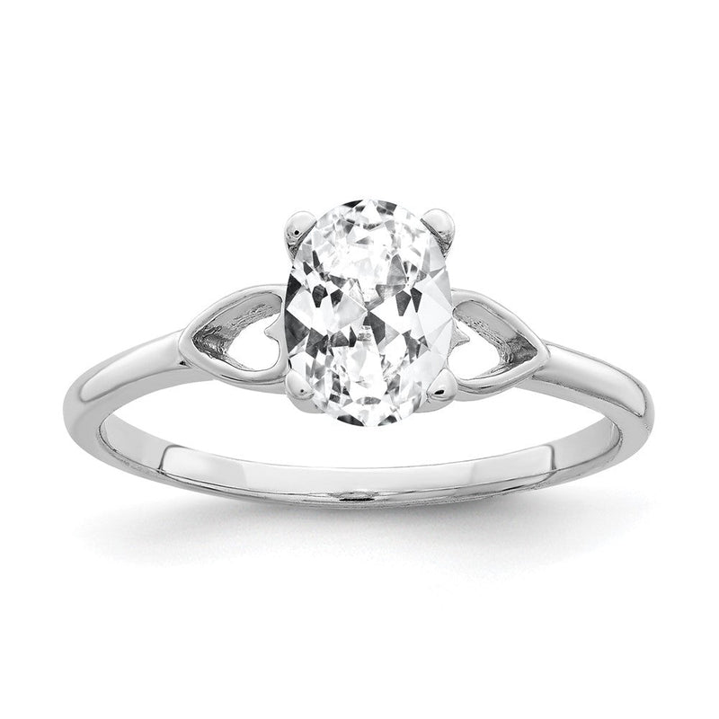 14K Weißgold Ring mit ovalem Zirkonia 7x5mm