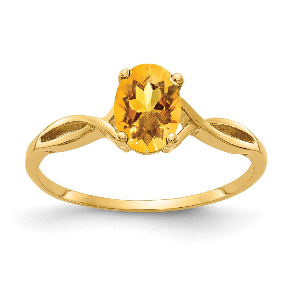 14K Gelbgold Ring mit Citrin im Karo-Schliff, oval, 7x5mm
