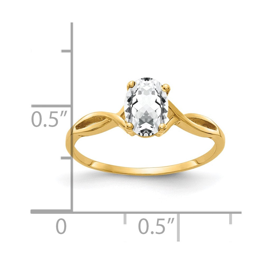 14K Gelbgold Ring mit ovalem Zirkonia, 7 x 5 mm