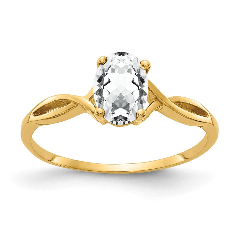 14K Gelbgold Ring mit ovalem Zirkonia, 7 x 5 mm