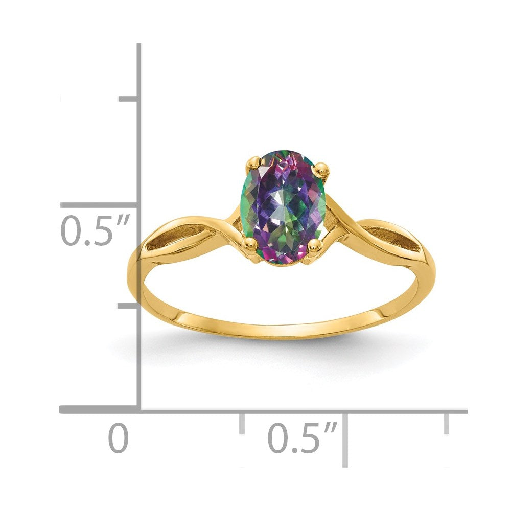 7x5mm Natürlich Oval Feuer Topas 14K Gelbgold Ring