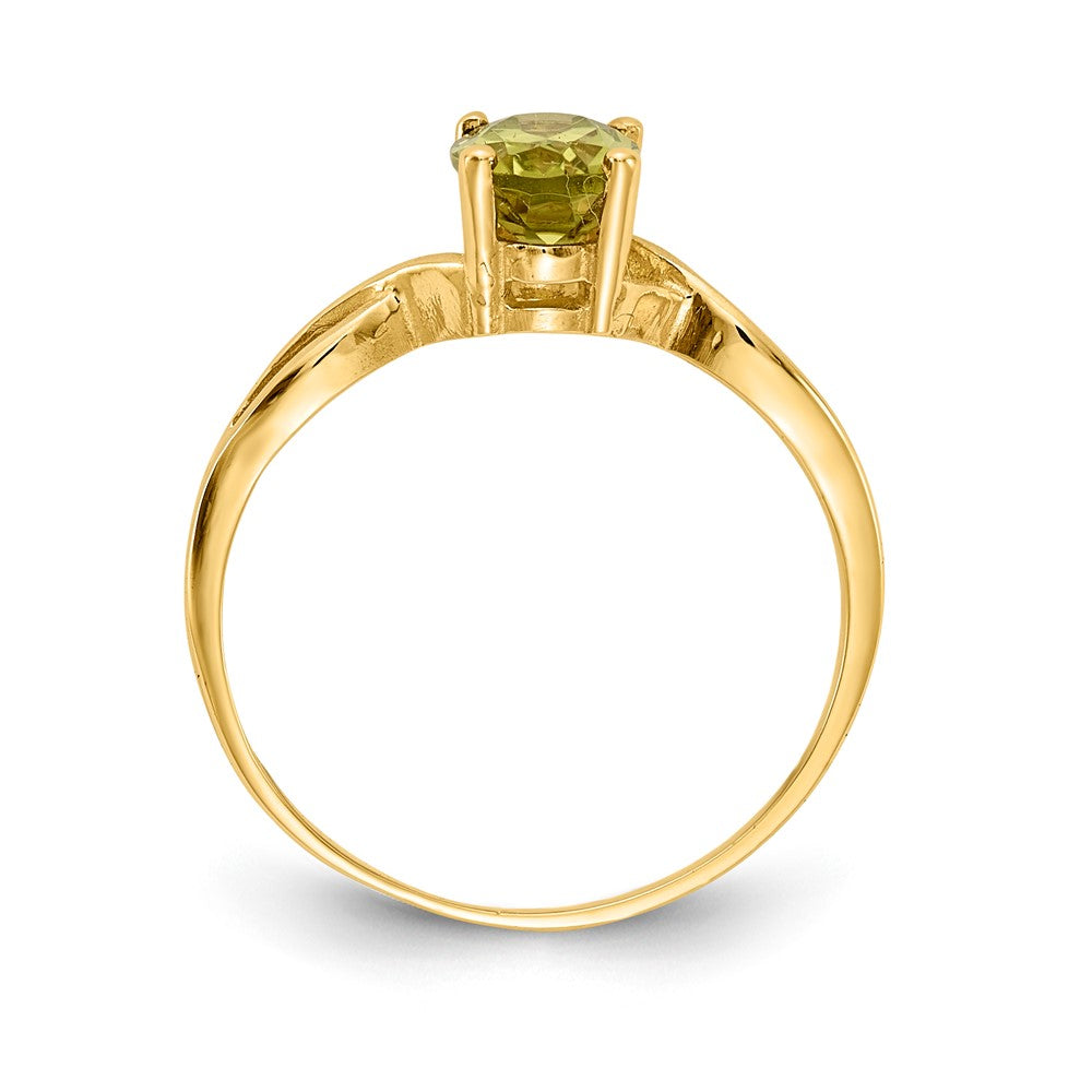 14K Gelbgold 7x5mm Oval Peridot Checker-Ring