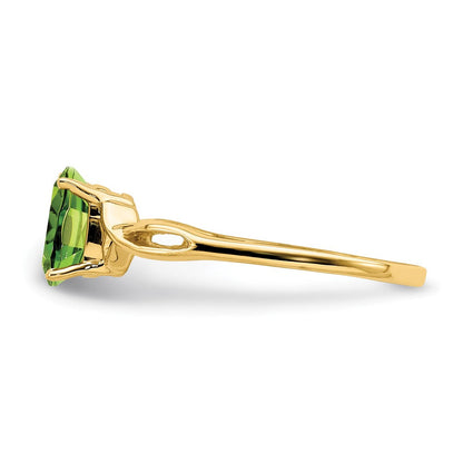 14K Gelbgold 7x5mm Oval Peridot Checker-Ring