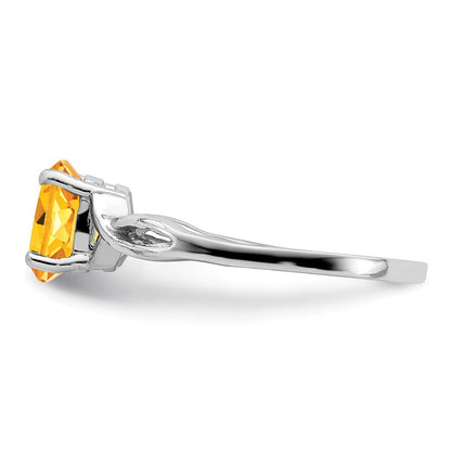 14K Weißgold Ring mit ovalem Citrin 7x5 mm