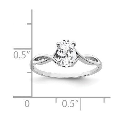 14K Weißgold Ring mit ovalem Zirkonia, 7x5mm