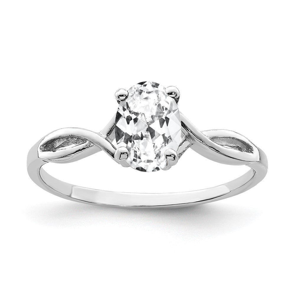 14K Weißgold Ring mit ovalem Zirkonia, 7x5mm