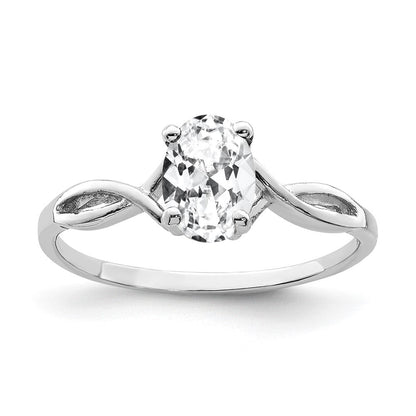14K Weißgold Ring mit ovalem Zirkonia, 7x5mm