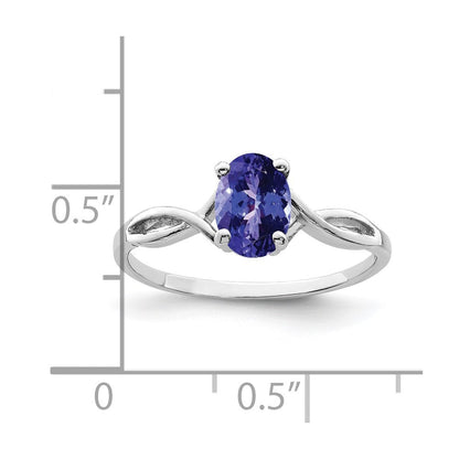 14K Weißgold Ring mit ovalem Tansanit 7x5mm