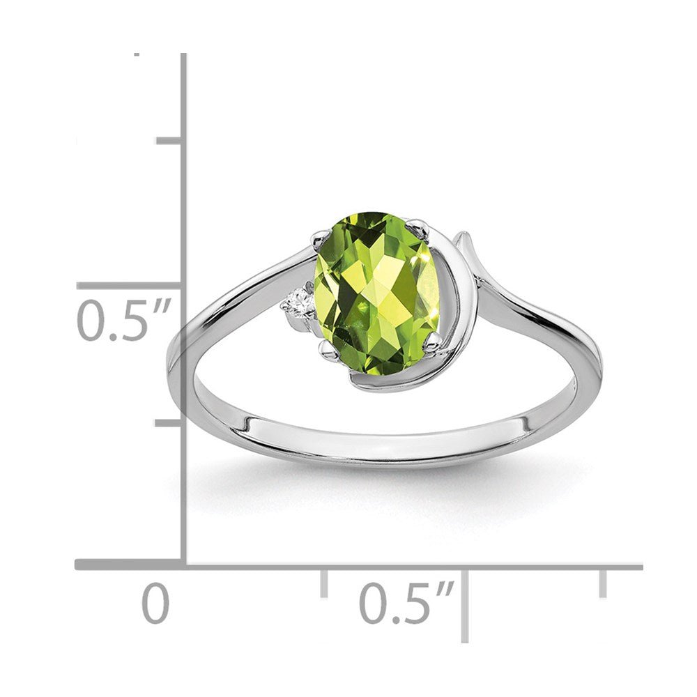 14K Weißgold 7x5mm Oval Peridot Aaa Diamant Ring