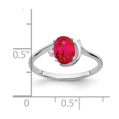 14K Weißgold 7x5mm Oval Rubin A Echt Diamant Ring