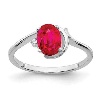14K Weißgold 7x5mm Oval Rubin A Echt Diamant Ring