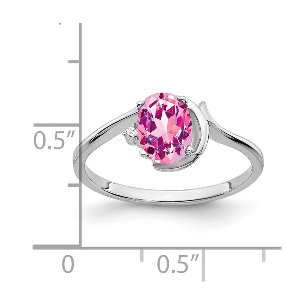 14K Weißgold 7x5mm Oval Rosa Saphir A Echt Diamant Ring