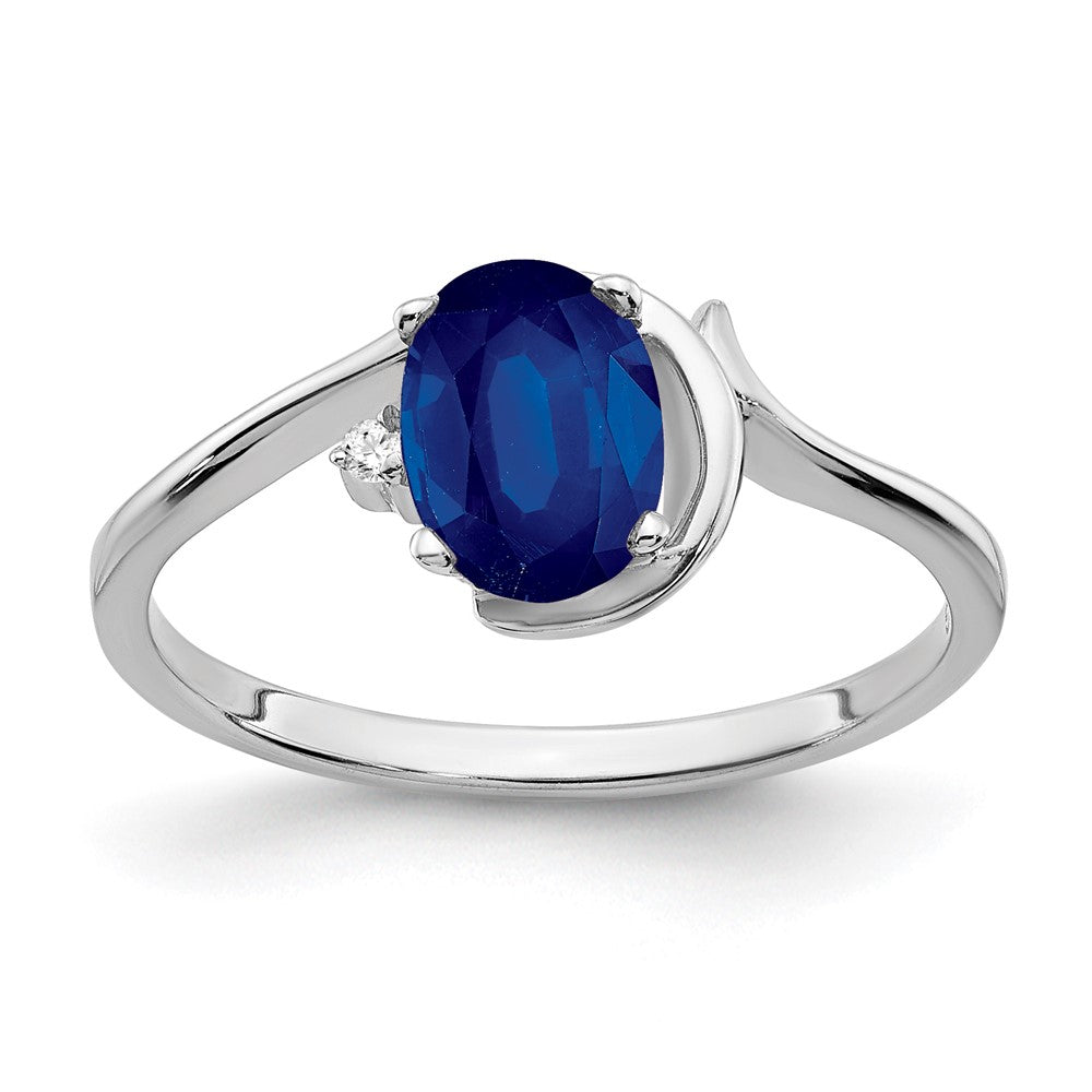 14K Weißgold 7x5mm Oval Saphir A Echt Diamant Ring