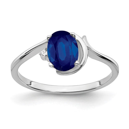 14K Weißgold 7x5mm Oval Saphir A Echt Diamant Ring